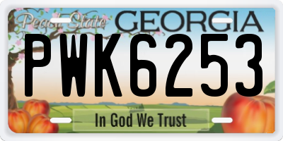 GA license plate PWK6253
