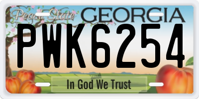 GA license plate PWK6254