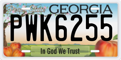 GA license plate PWK6255