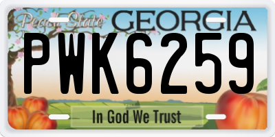 GA license plate PWK6259
