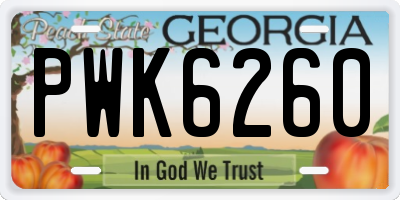 GA license plate PWK6260