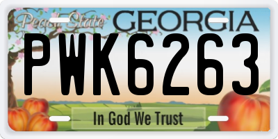 GA license plate PWK6263
