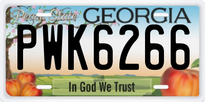 GA license plate PWK6266