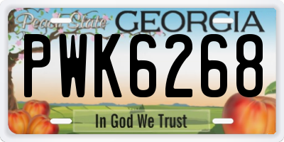 GA license plate PWK6268