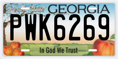 GA license plate PWK6269