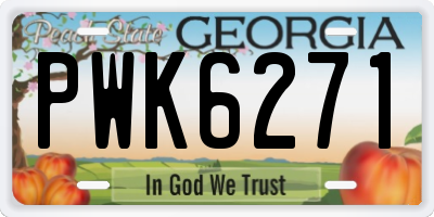GA license plate PWK6271