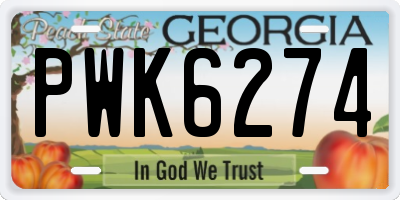 GA license plate PWK6274