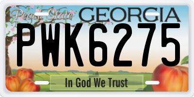 GA license plate PWK6275