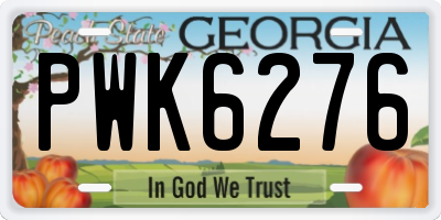 GA license plate PWK6276