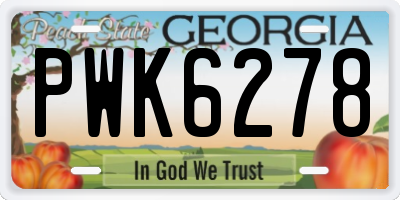 GA license plate PWK6278