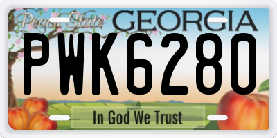 GA license plate PWK6280