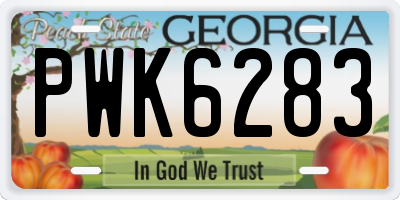 GA license plate PWK6283