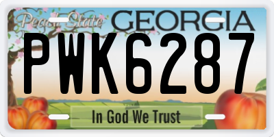 GA license plate PWK6287