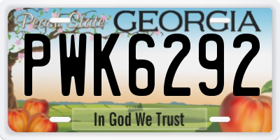 GA license plate PWK6292