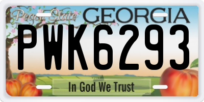 GA license plate PWK6293