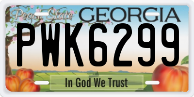 GA license plate PWK6299