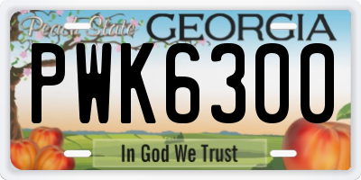 GA license plate PWK6300
