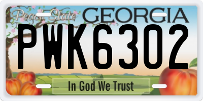 GA license plate PWK6302