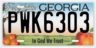 GA license plate PWK6303
