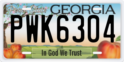 GA license plate PWK6304