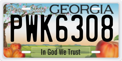 GA license plate PWK6308
