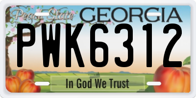 GA license plate PWK6312