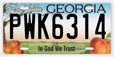 GA license plate PWK6314