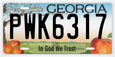 GA license plate PWK6317