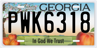 GA license plate PWK6318