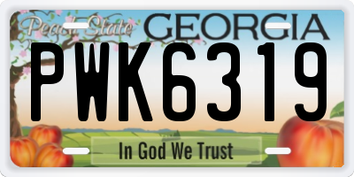 GA license plate PWK6319