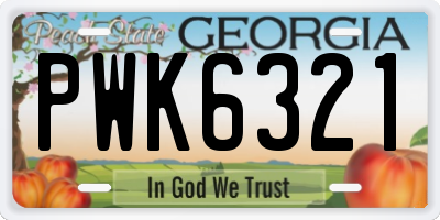 GA license plate PWK6321