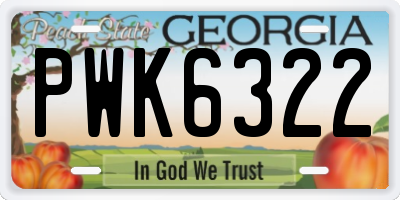 GA license plate PWK6322