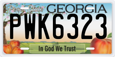 GA license plate PWK6323