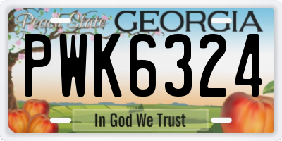 GA license plate PWK6324