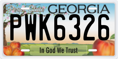 GA license plate PWK6326