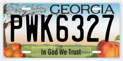 GA license plate PWK6327