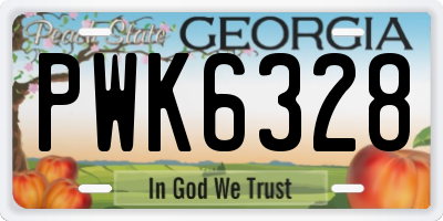 GA license plate PWK6328