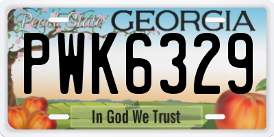 GA license plate PWK6329