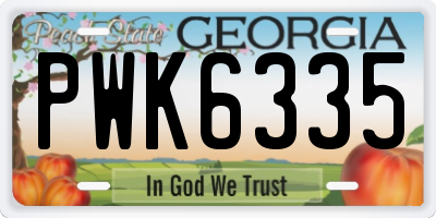 GA license plate PWK6335
