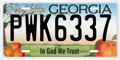 GA license plate PWK6337