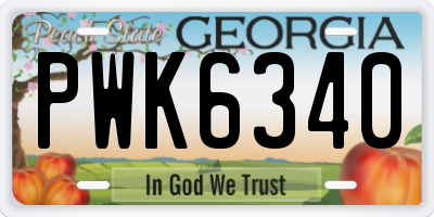 GA license plate PWK6340
