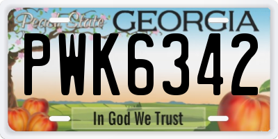GA license plate PWK6342