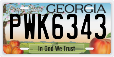 GA license plate PWK6343