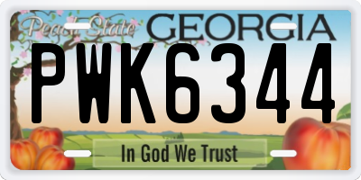 GA license plate PWK6344