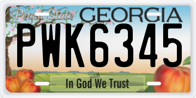GA license plate PWK6345