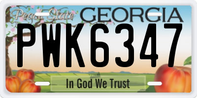 GA license plate PWK6347