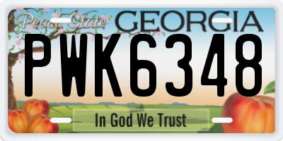 GA license plate PWK6348