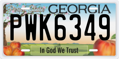 GA license plate PWK6349