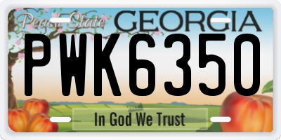 GA license plate PWK6350