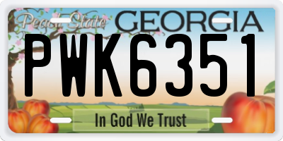 GA license plate PWK6351